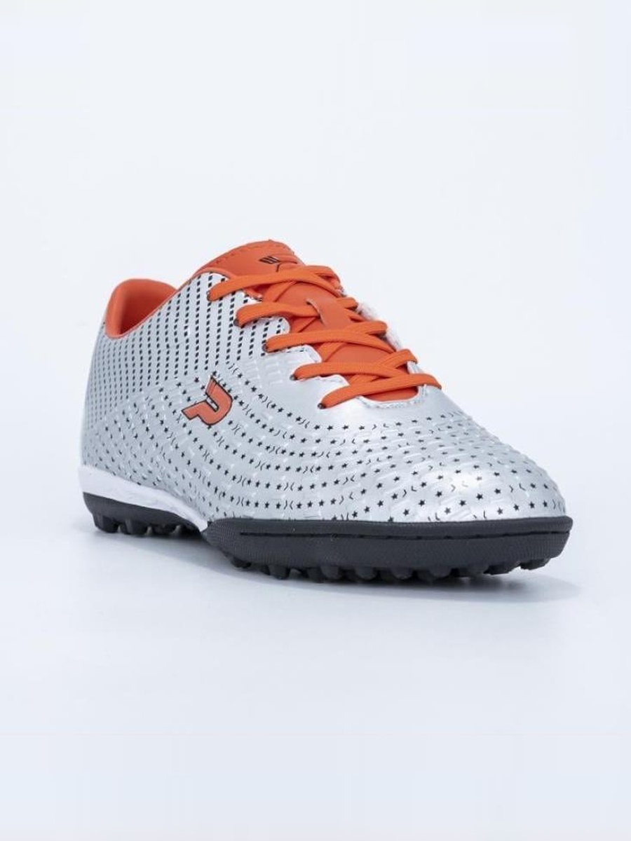Silver Patterned Lace Up Turf Shoes