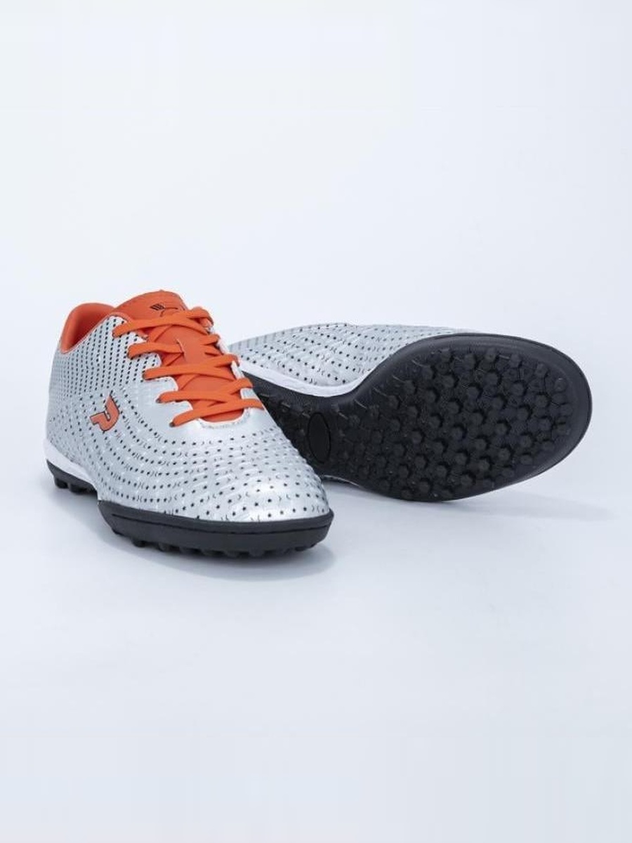 Silver Patterned Lace Up Turf Shoes