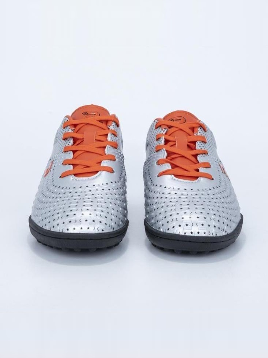 Silver Patterned Lace Up Turf Shoes