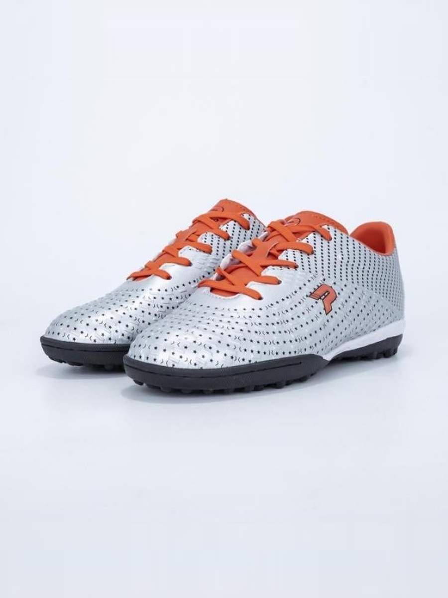 Silver Patterned Lace Up Turf Shoes