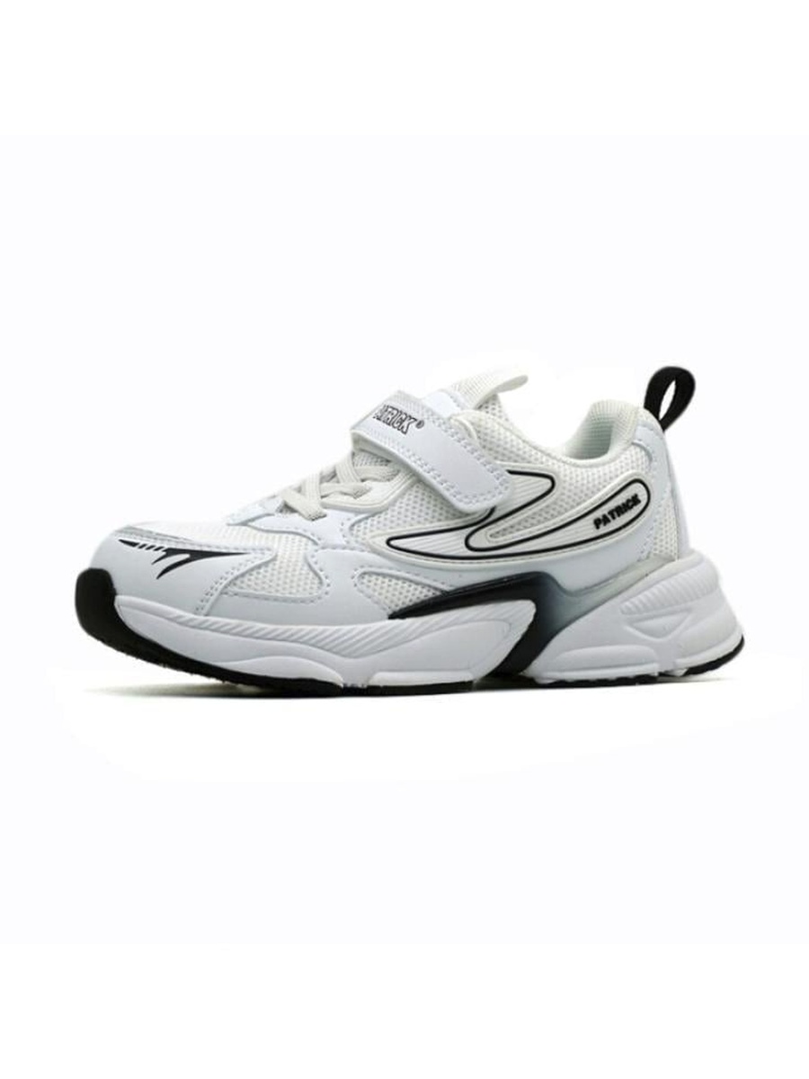 White Textured Sports Sneakers with Hook and Loop