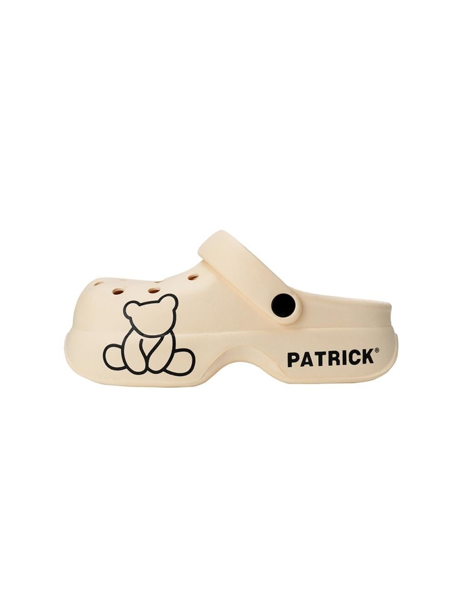Beige Bear Graphic Slip-On Sandals-Unisex