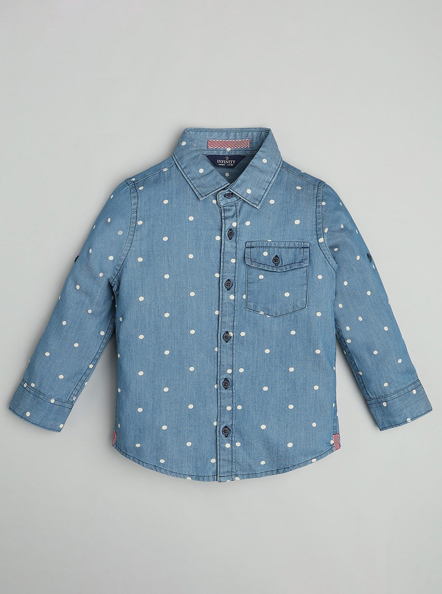 Kids Blue Cotton Denim Shirt