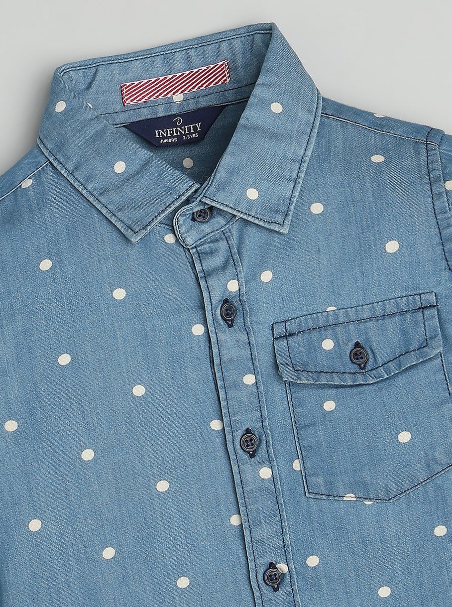 Kids Blue Cotton Denim Shirt