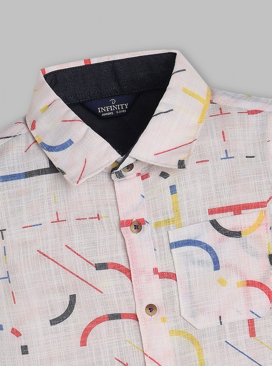 Kids Abstract Printed Short Sleeves Shirt