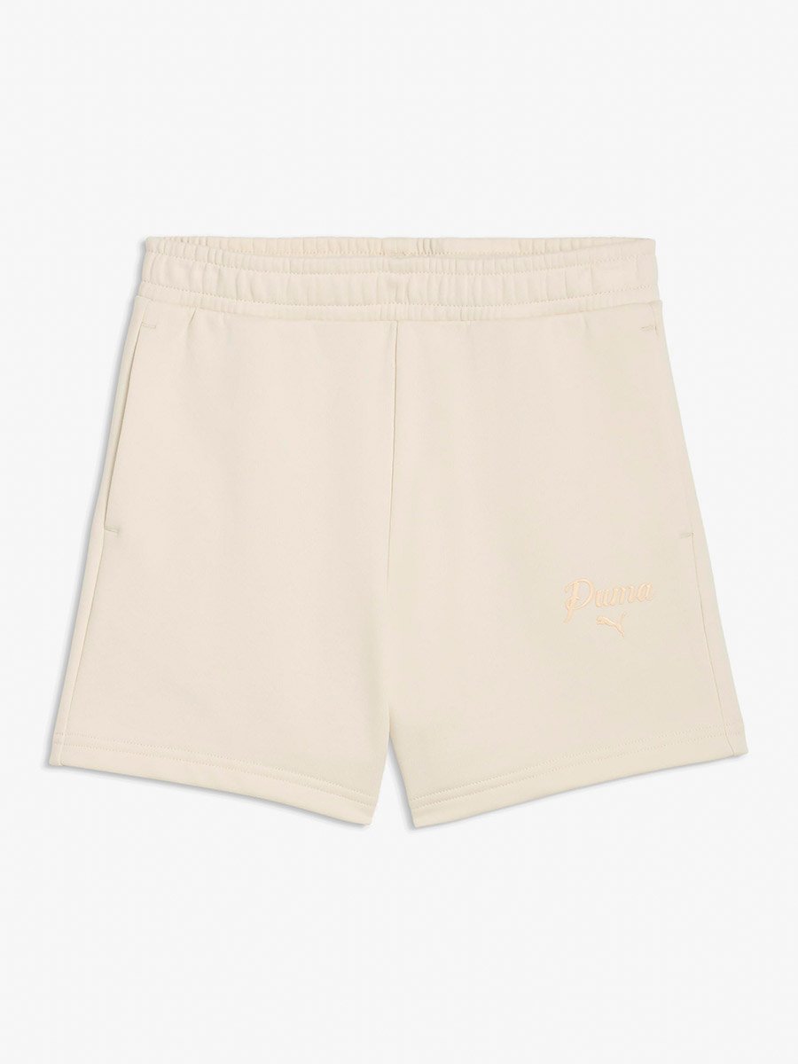 White Essential Script High Waist Shorts