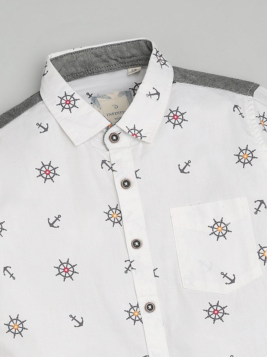 Kids Nautical Print Cotton Shirt