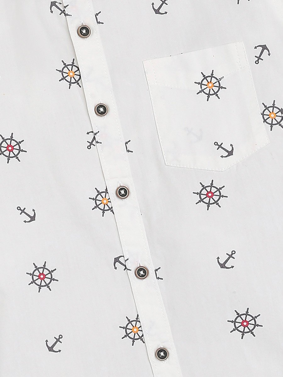 Kids Nautical Print Cotton Shirt