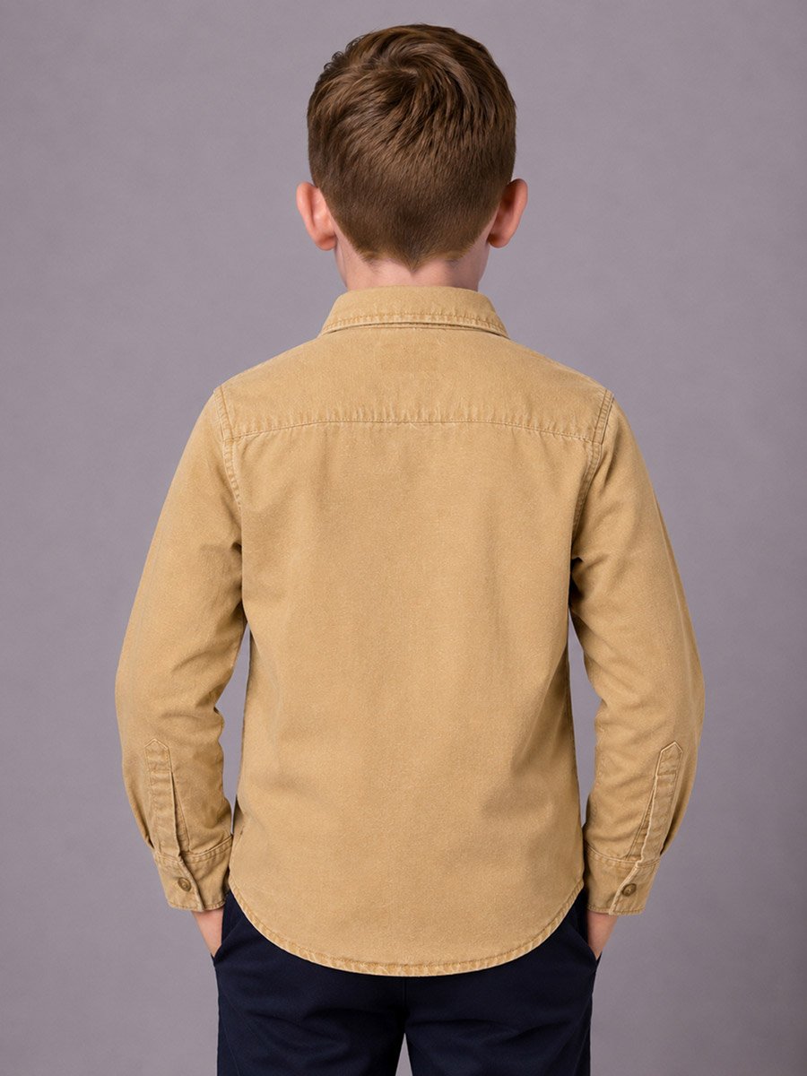 Boys Solid Double Pocket Detail Long Sleeves Shirt