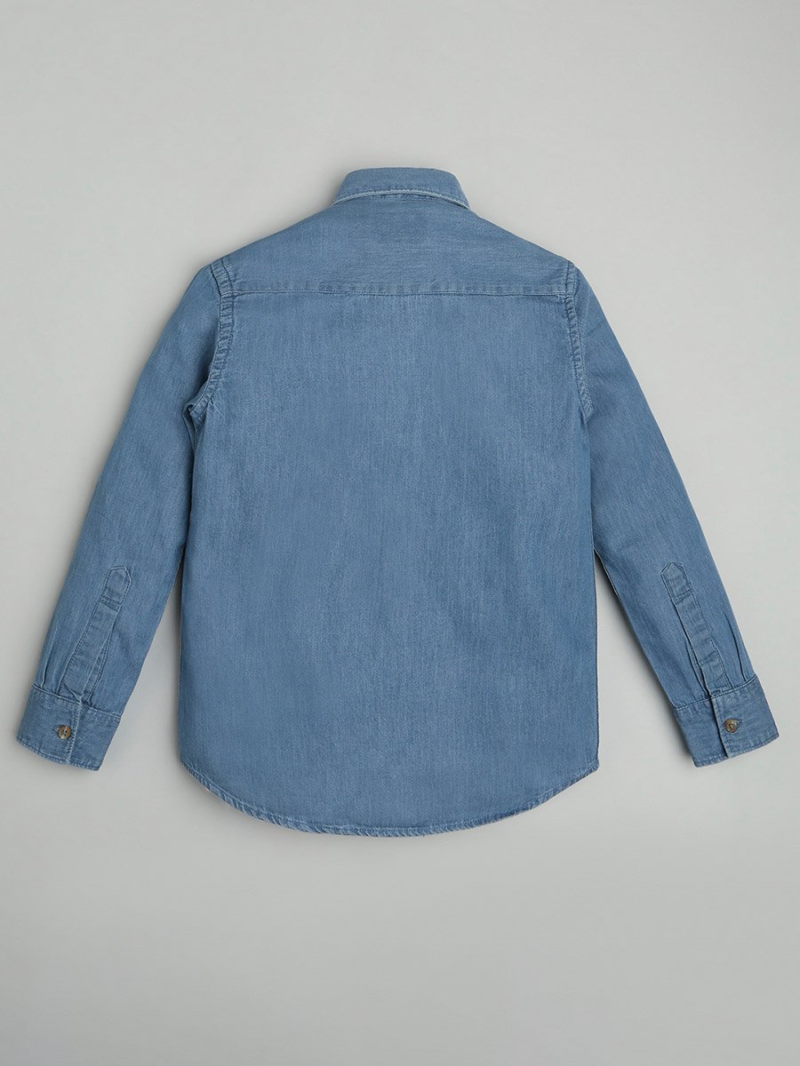 Kids Blue Denim Long Sleeves Shirt