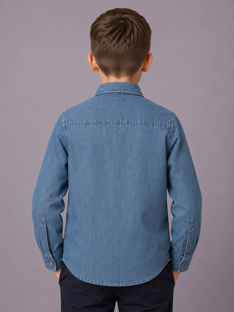 Kids Blue Denim Long Sleeves Shirt