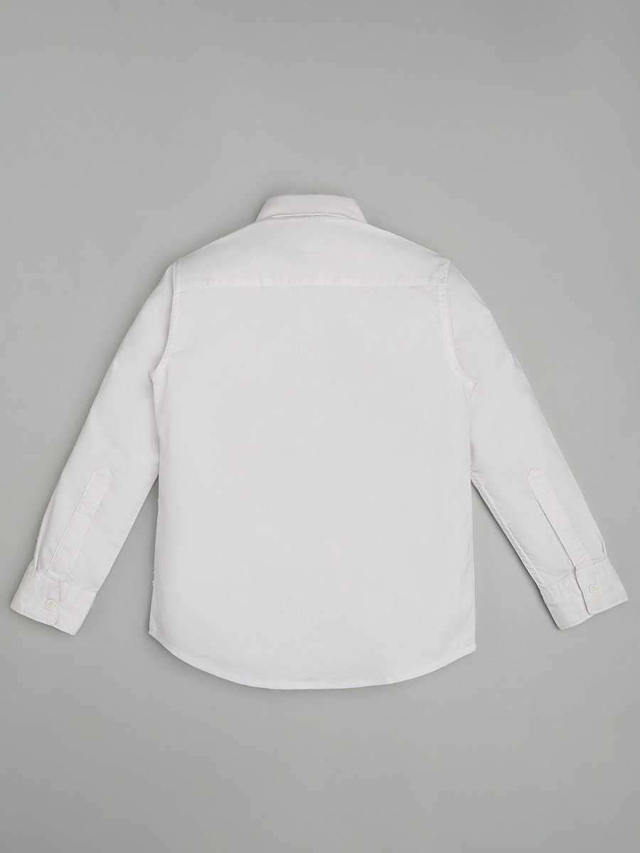 Kids White Regular Fit Shirt with Navy Tie