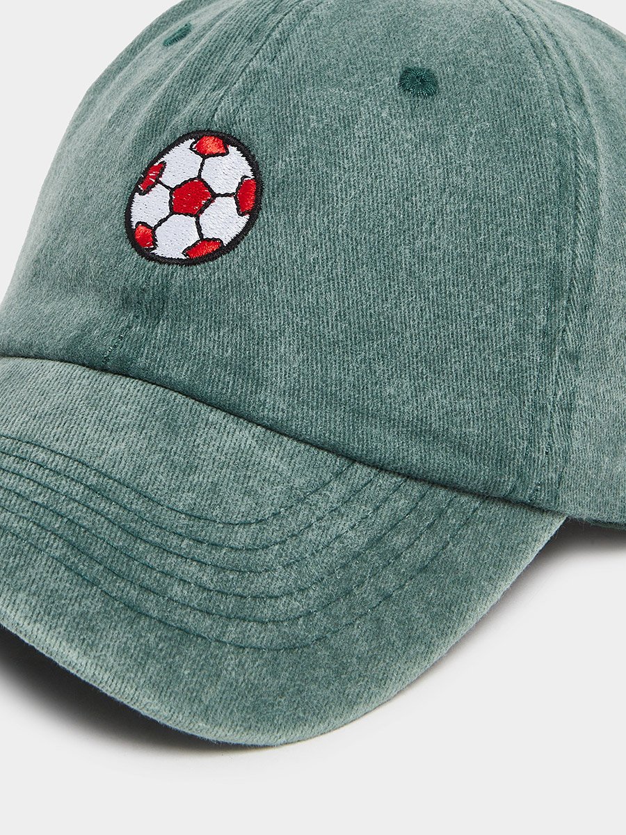 Kids Green Baseball Cap with Soccer Ball Embroidery