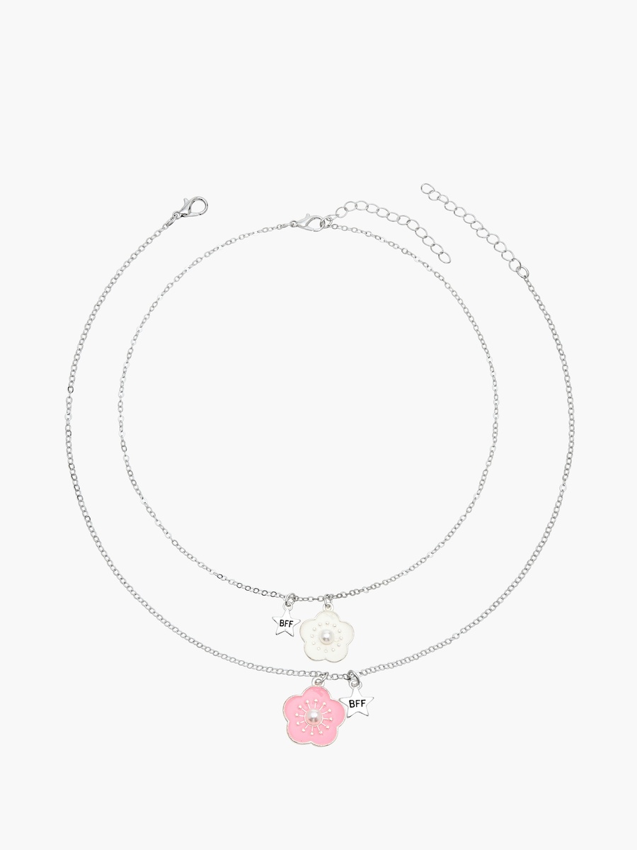 Floral Pendant BFF Necklace - Set of 2