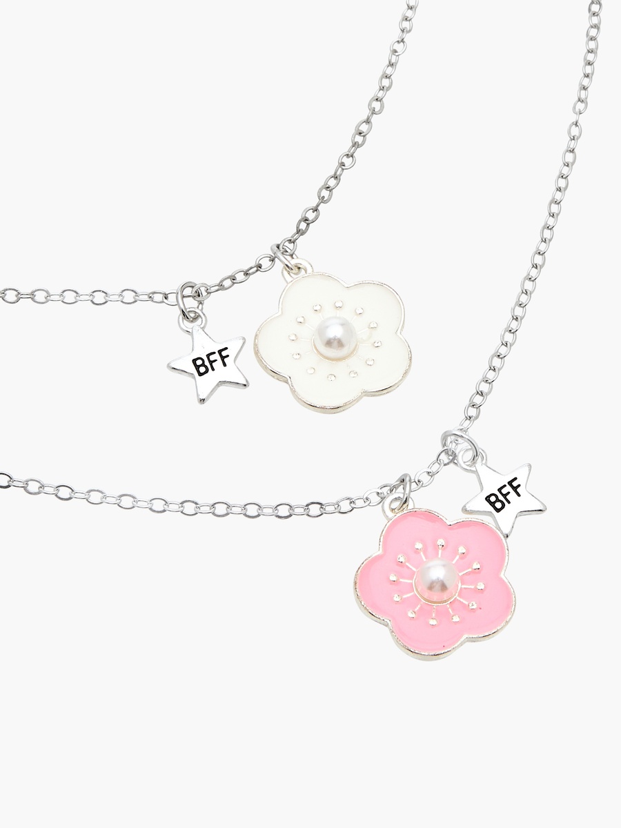 Floral Pendant BFF Necklace - Set of 2