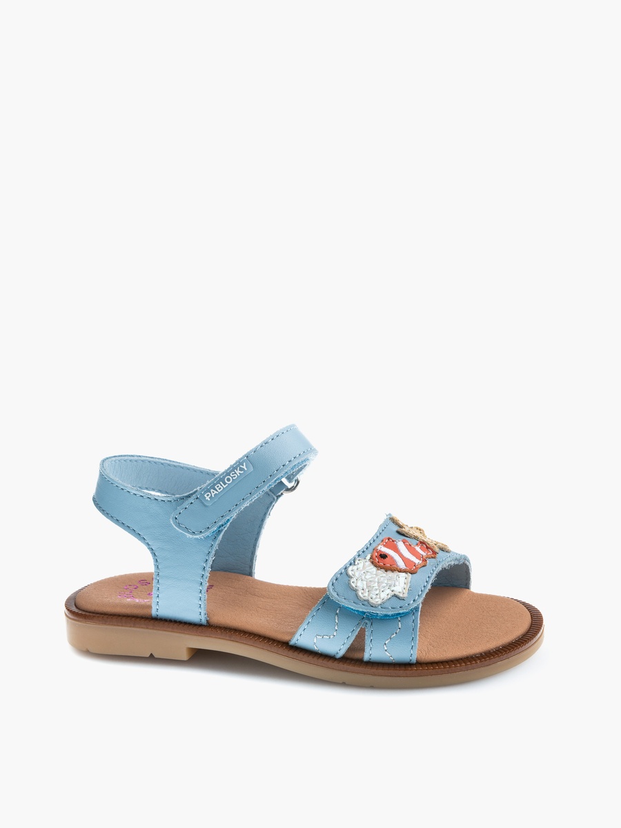 Leather Hook and Loop Strap Sandals