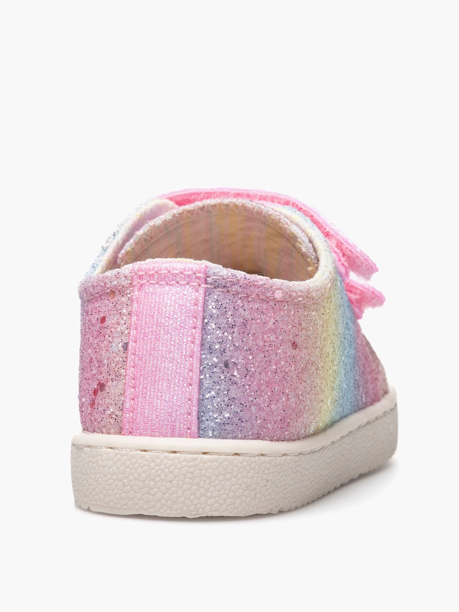 Canvas Ankle Sneakers with Hook and Loop Closure