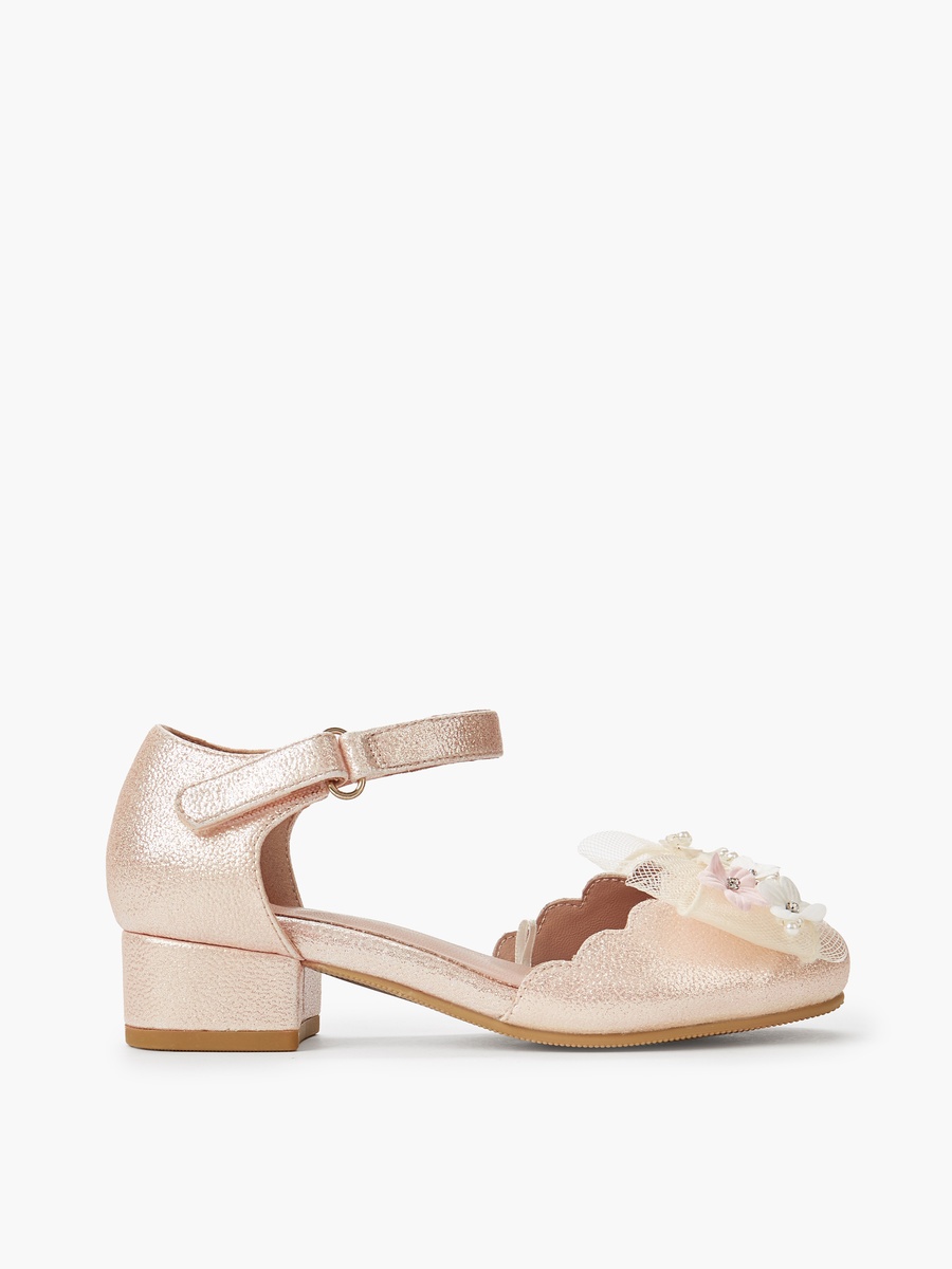 Floral Embellished Block Heel Shoes