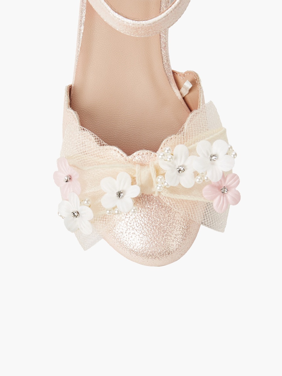 Floral Embellished Block Heel Shoes
