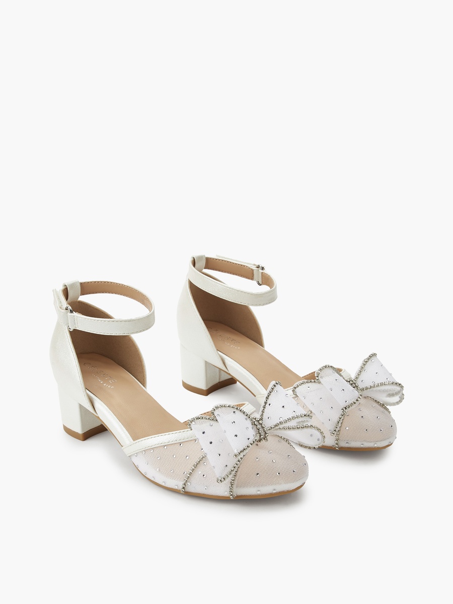 Bow Embellished Block Heel Shoes