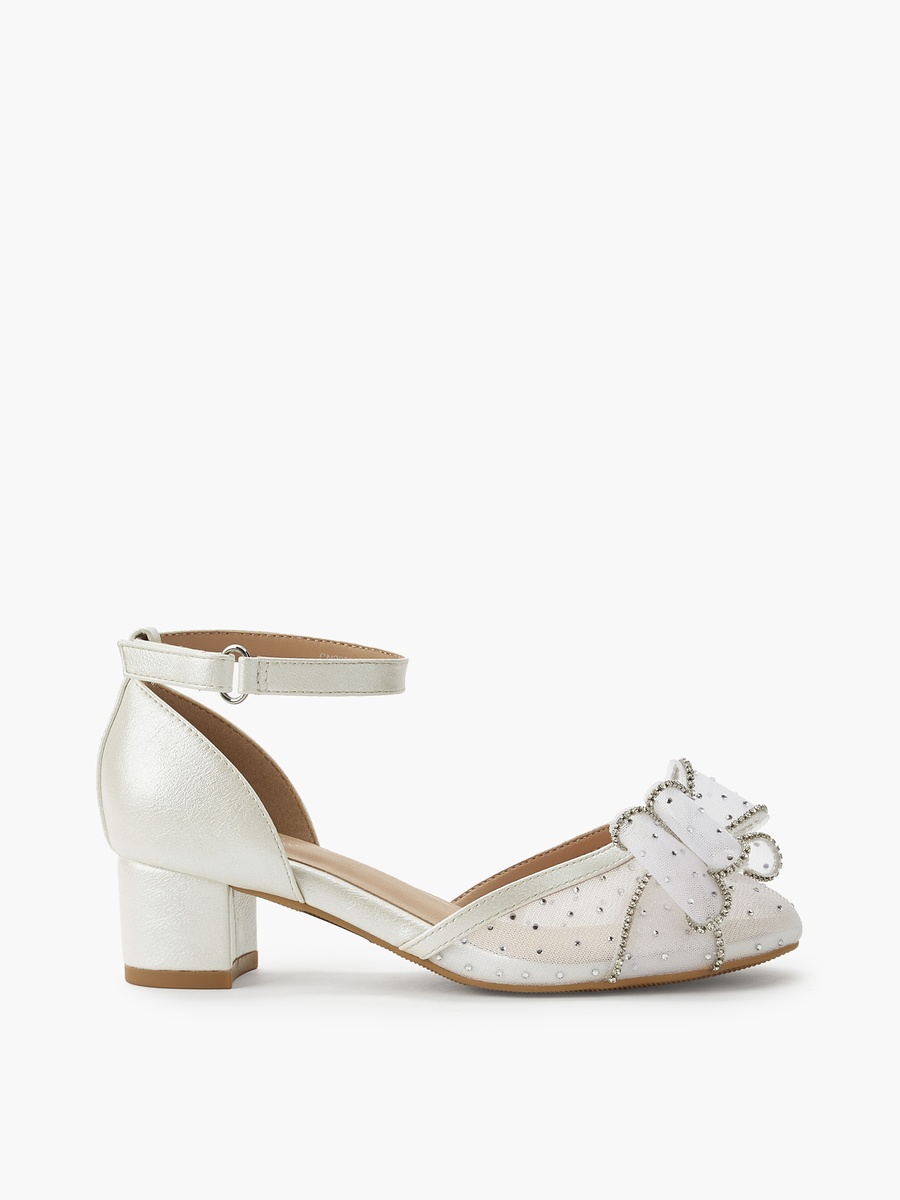 Bow Embellished Block Heel Shoes