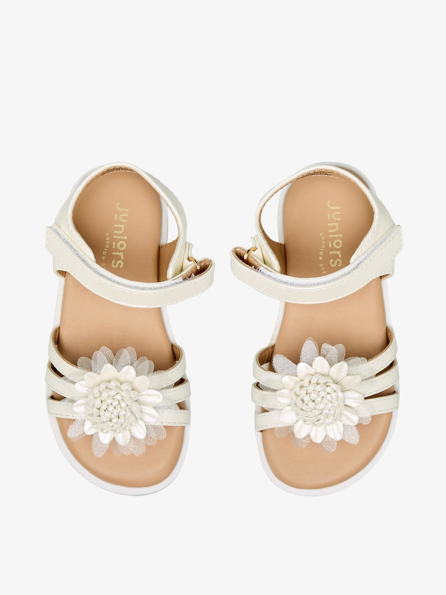 Floral Embellished Hook and Loop Sandals