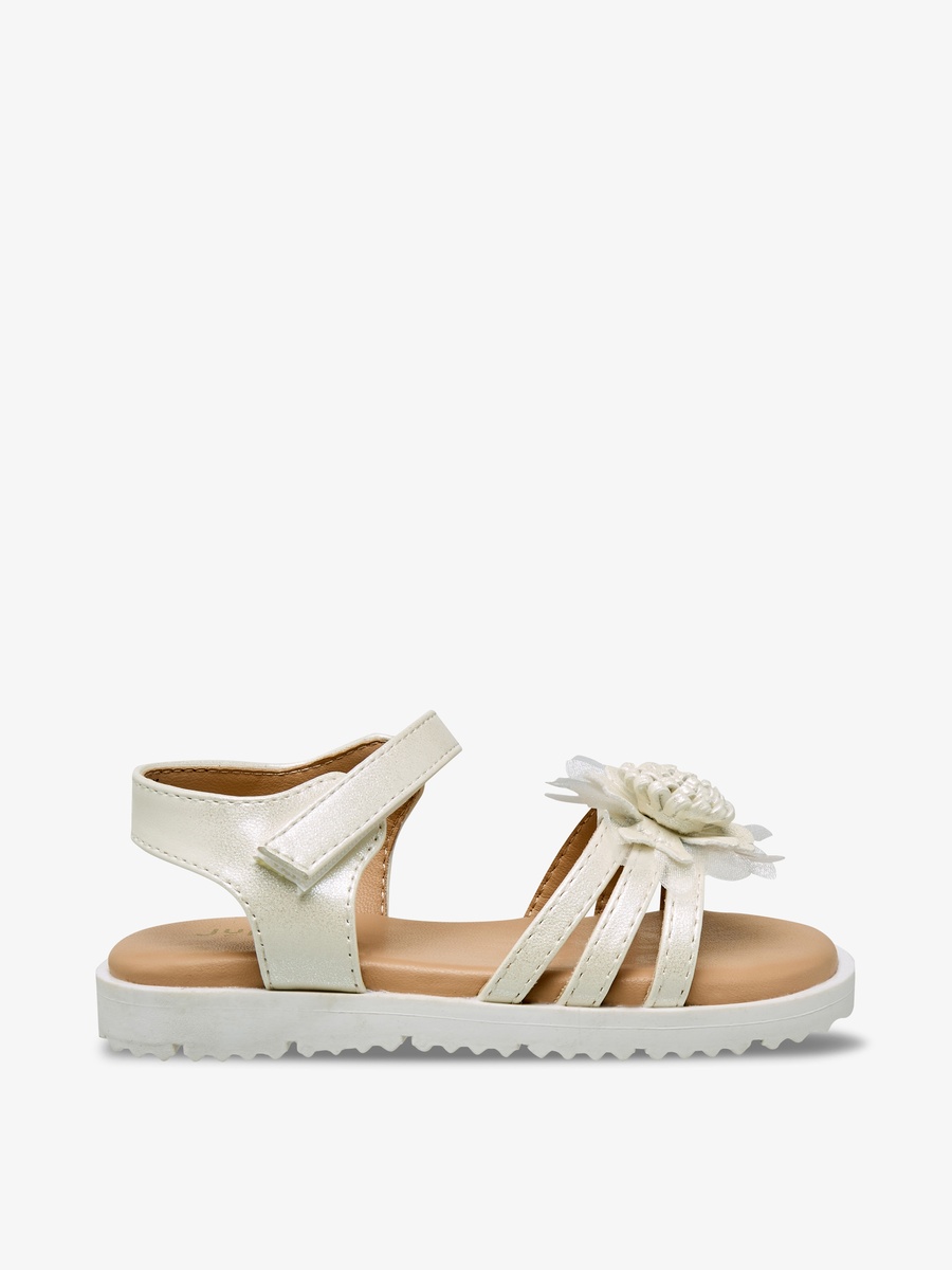 Floral Embellished Hook and Loop Sandals