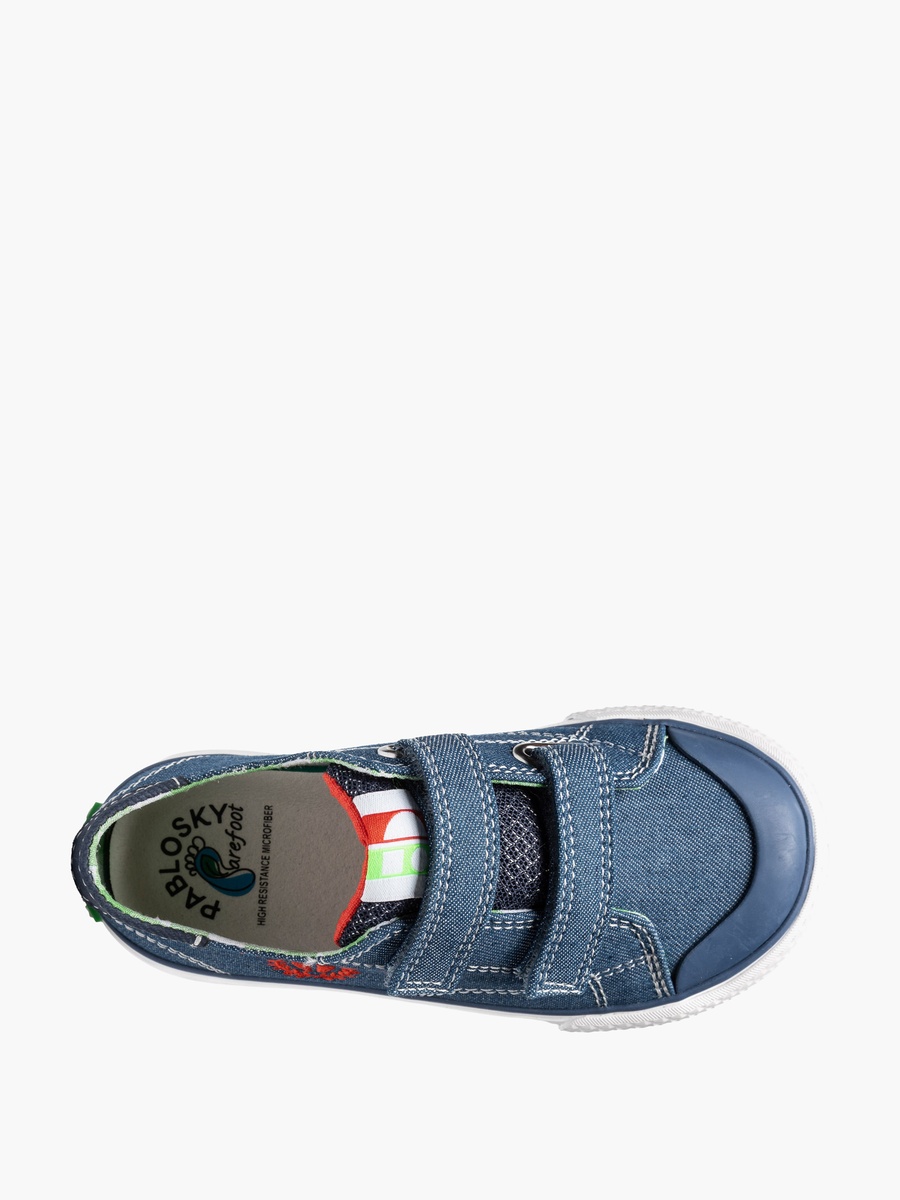 Canvas Ankle Sneakers with Hook and Loop Closure