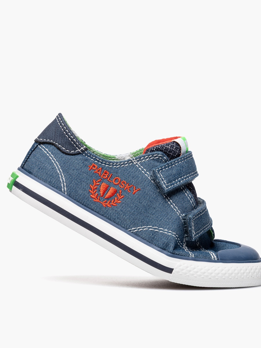 Canvas Ankle Sneakers with Hook and Loop Closure
