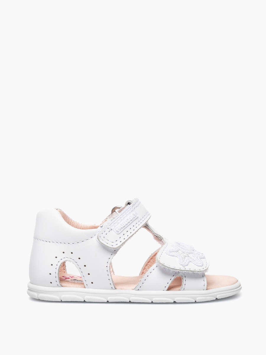 Leather Strap Sandals with Hook and Loop Closure