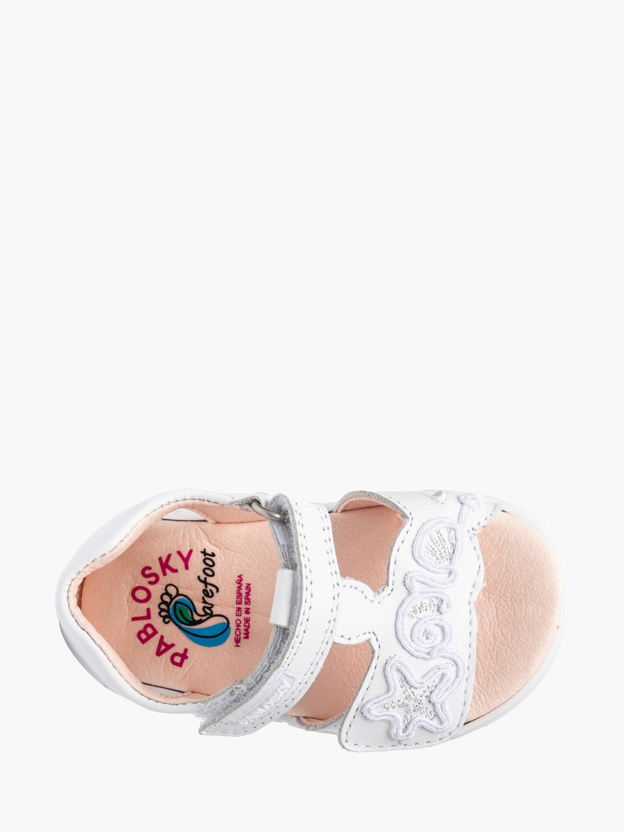 Leather Strap Sandals with Hook and Loop Closure