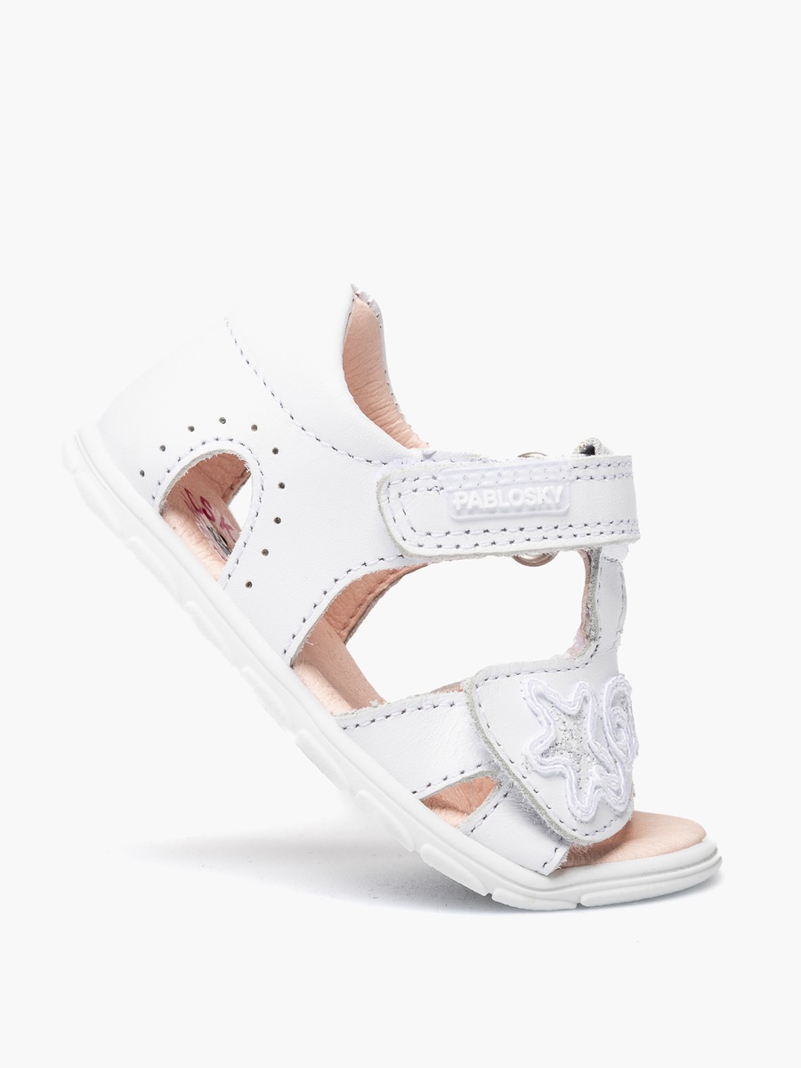 Leather Strap Sandals with Hook and Loop Closure