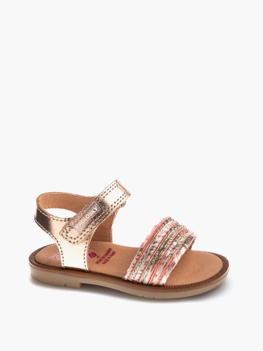 Braided Design Sandals with Hook and Loop Closure