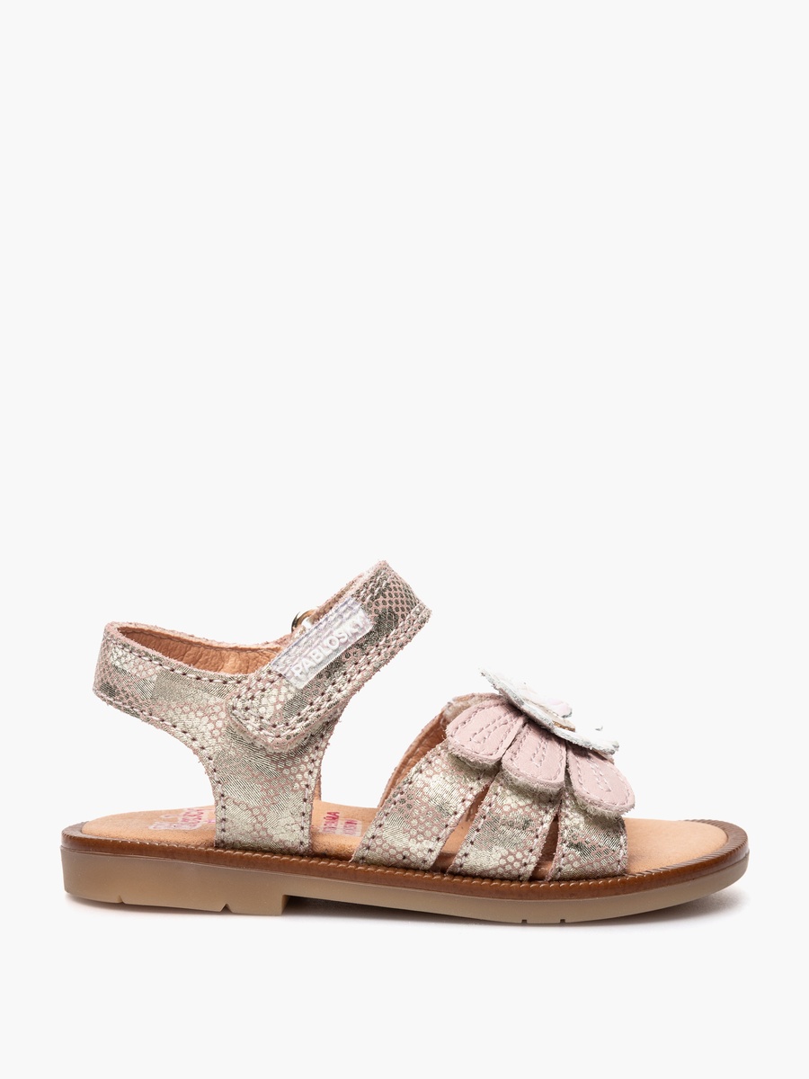 Leather Strap Sandals with Hook and Loop Closure