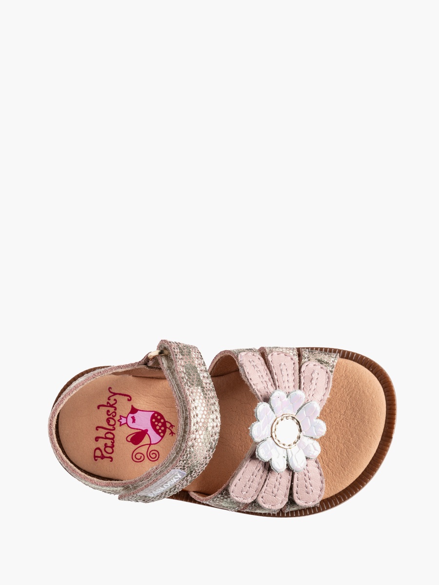 Leather Strap Sandals with Hook and Loop Closure