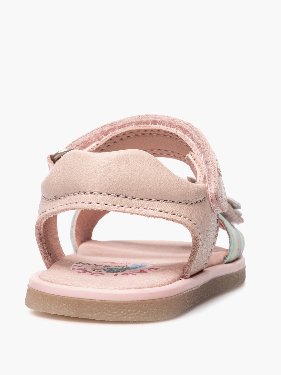 Leather Strap Sandals with Hook and Loop Closure