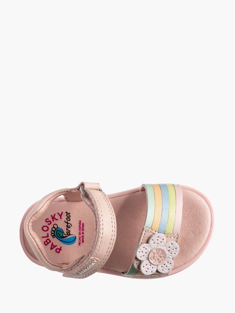 Leather Strap Sandals with Hook and Loop Closure