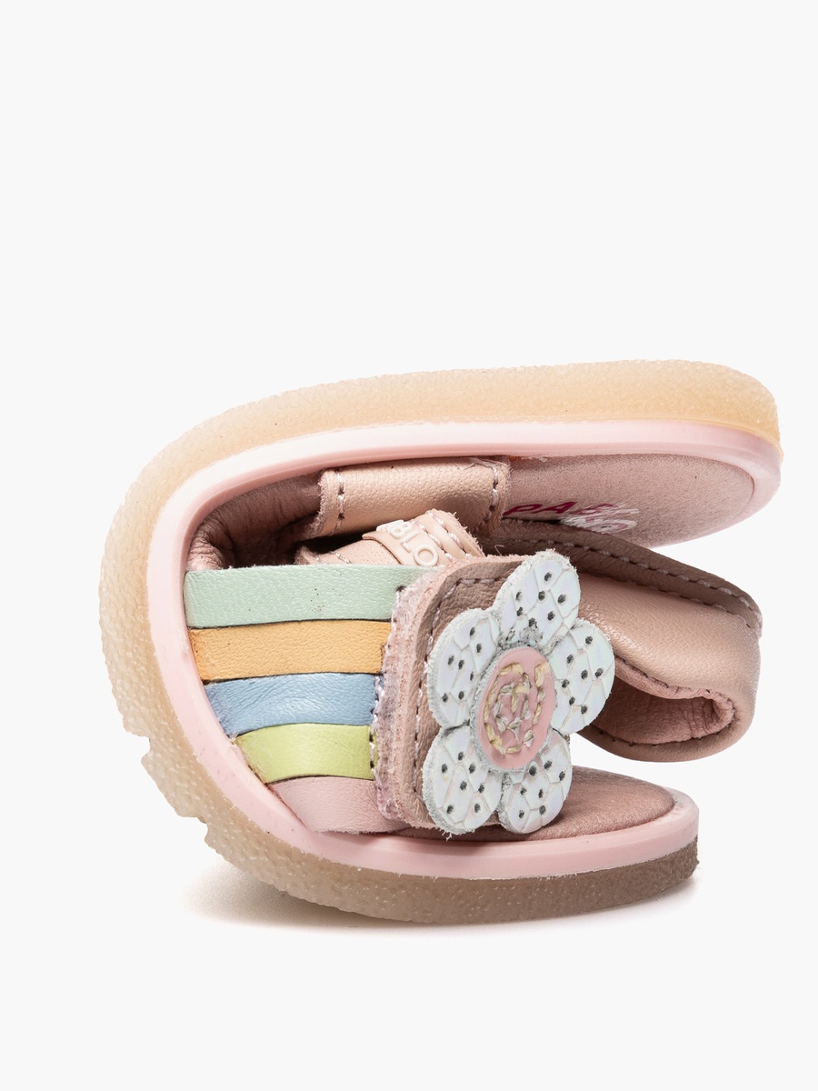 Leather Strap Sandals with Hook and Loop Closure
