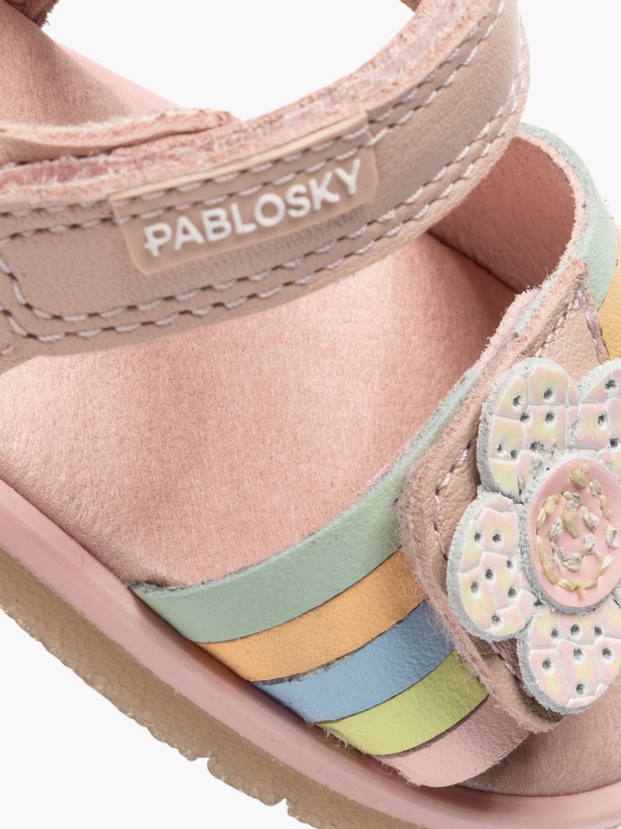 Leather Strap Sandals with Hook and Loop Closure