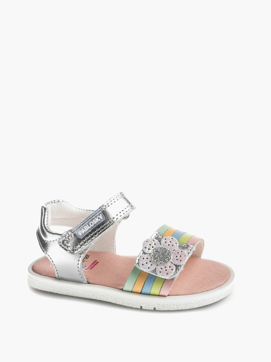 Floral Accent Sandals with Hook and Loop Closure
