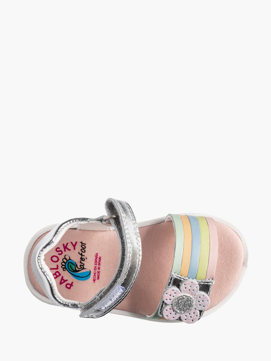 Floral Accent Sandals with Hook and Loop Closure