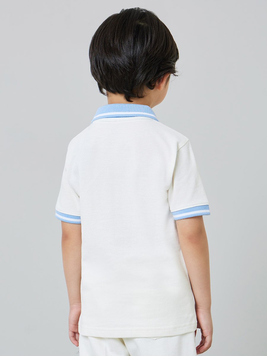 Boys Striped Polo T-Shirt with Contrast Collar