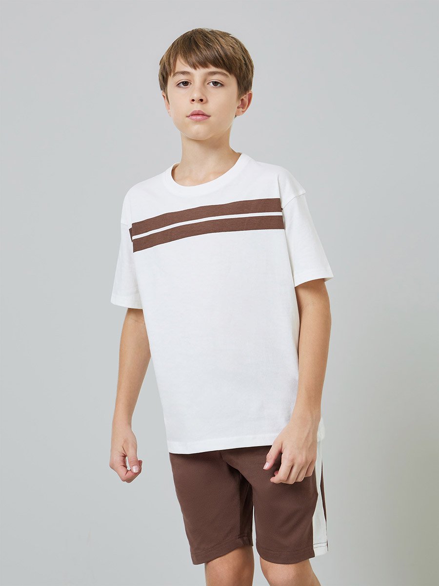 Teen Boys Striped Oversized T-Shirt and Shorts Set