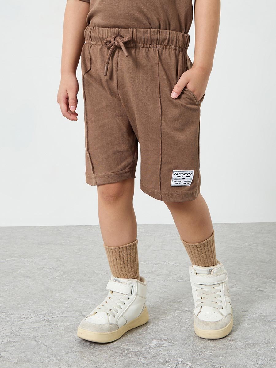 Boys Raglan Sleeve T-shirt and Badge Detail Shorts Set