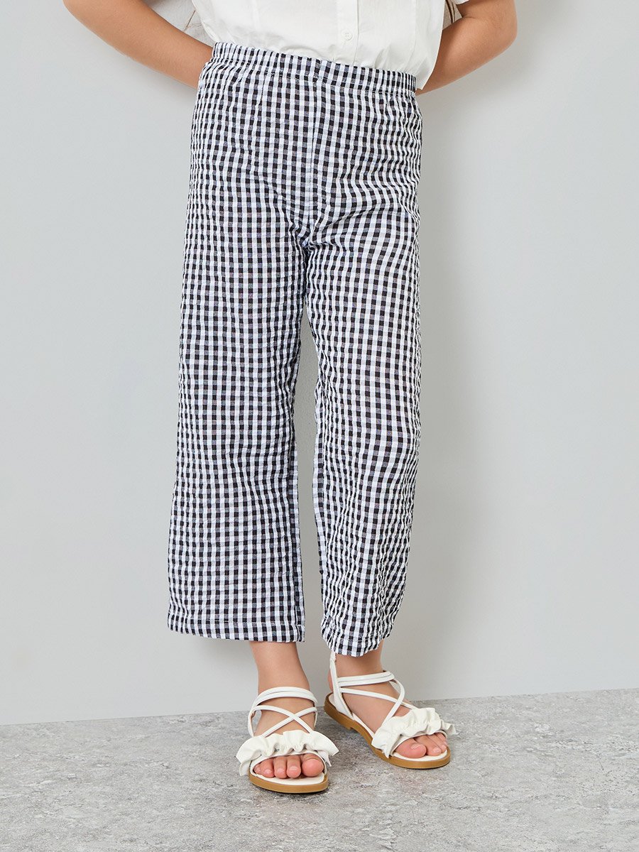 Girls Seersucker Gingham Check Culottes