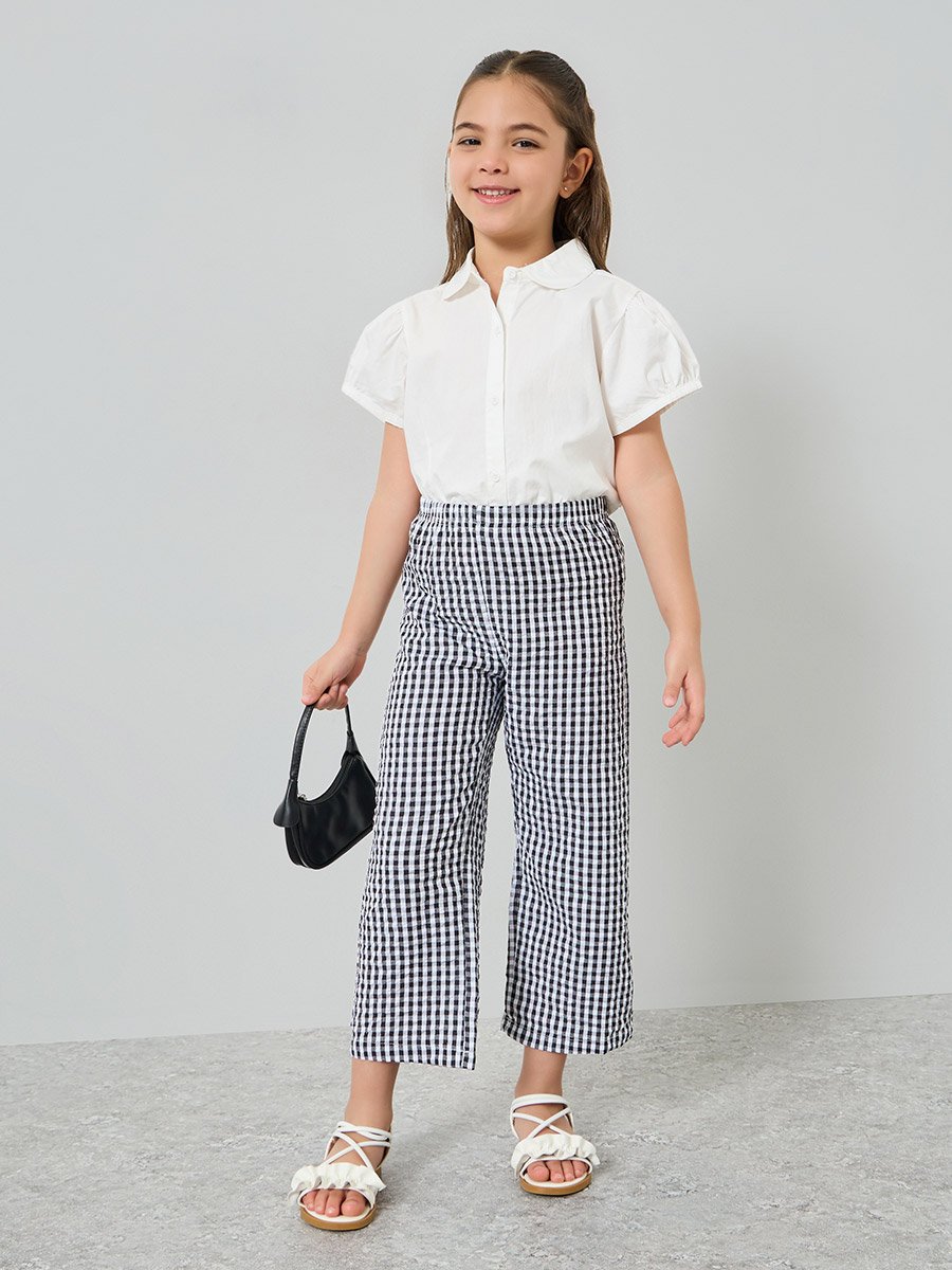 Girls Seersucker Gingham Check Culottes