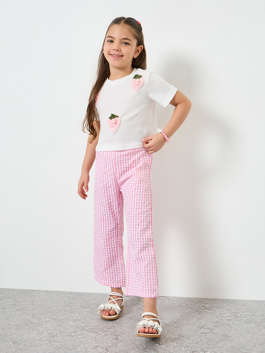 Girls Seersucker Gingham Check Culottes