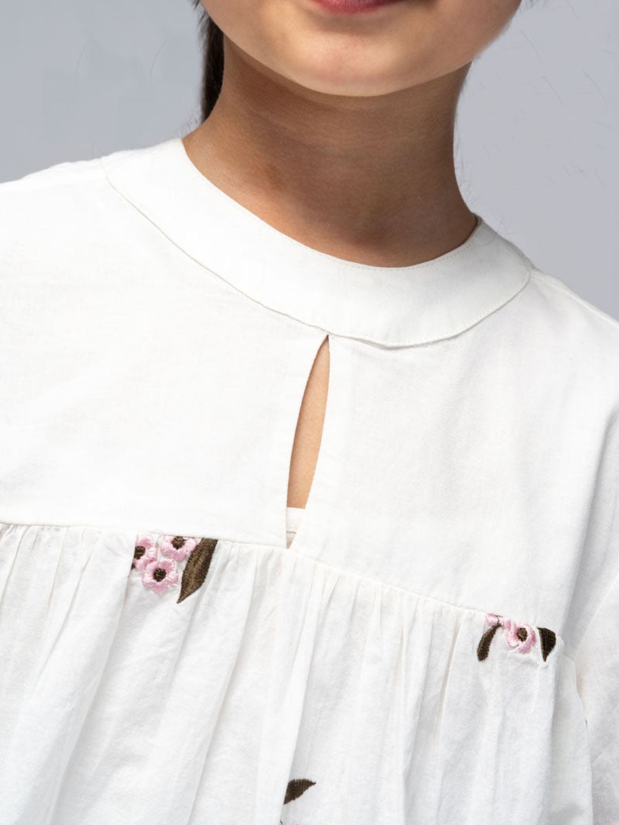 Embroidered Dress with Long Sleeves