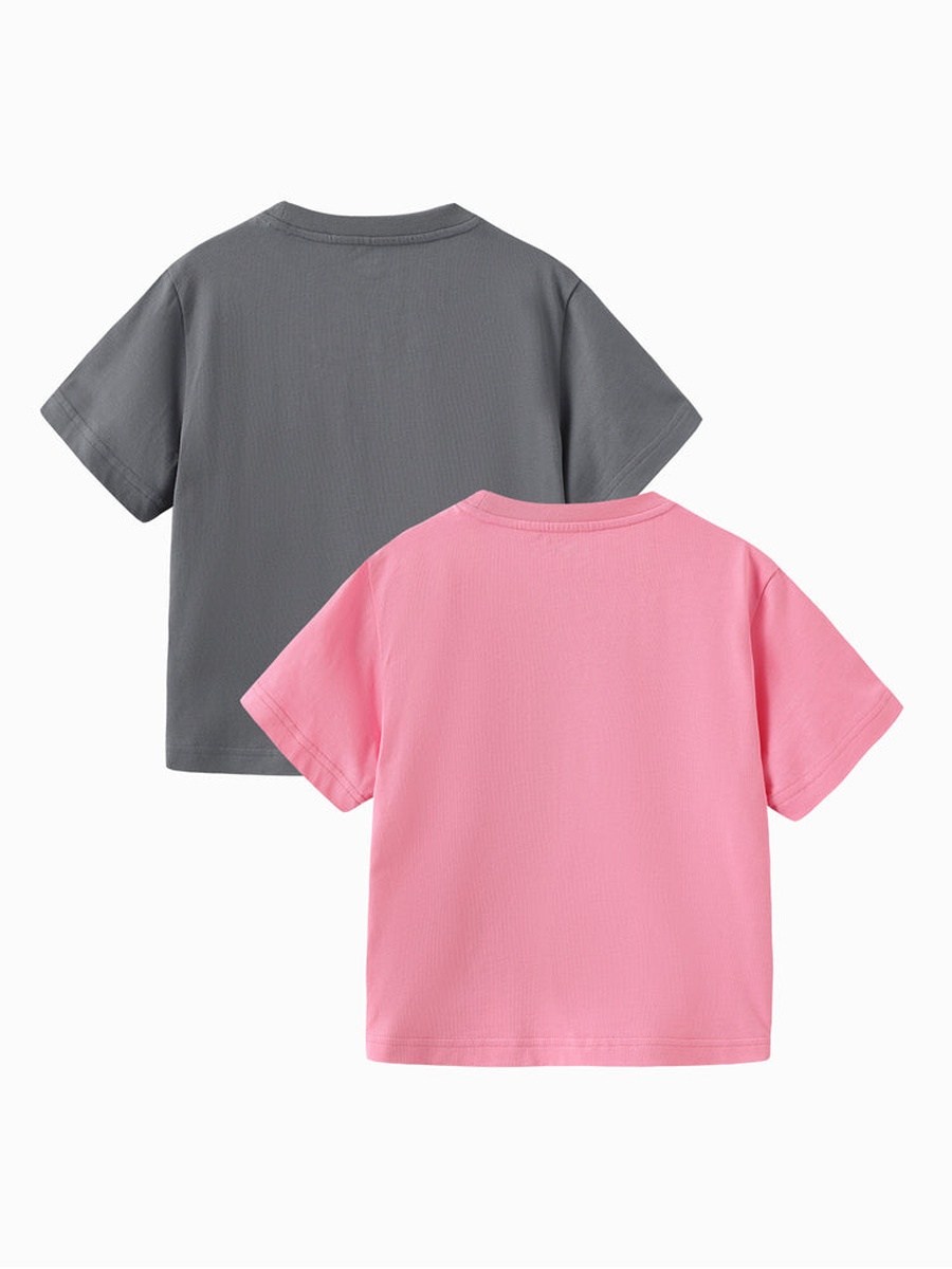 Pack of 2 - Slogan Print Short Sleeve T-Shirt