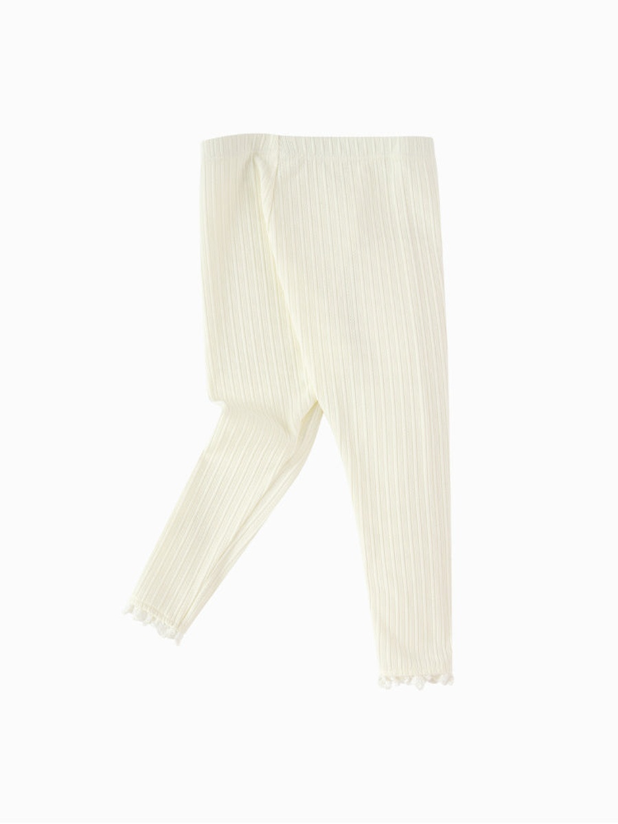 Ribbed Leggings with Bow Accent